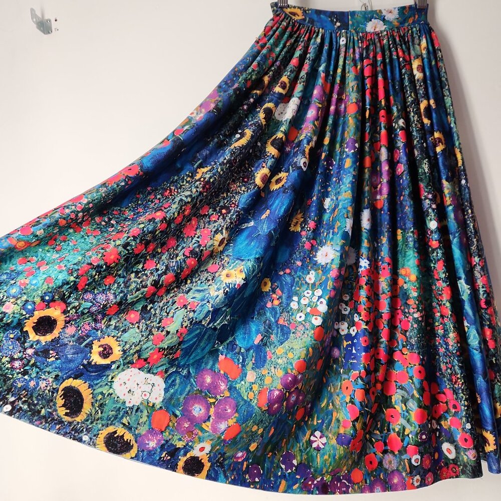 BlackMilk Klimt Collage Slinky Pocket Skirt XS floral garden art stretch